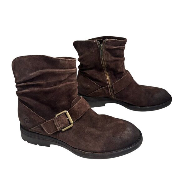 BORN Midway Engineer Ankle Boot Women size 9.5 Dark Brown Suede - Picture 3 of 5